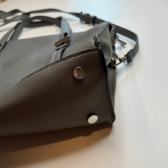 INC International Concepts Gray Haili Satchel Leather Hand Bag w/ Shoulder Strap - Picture 4 of 7